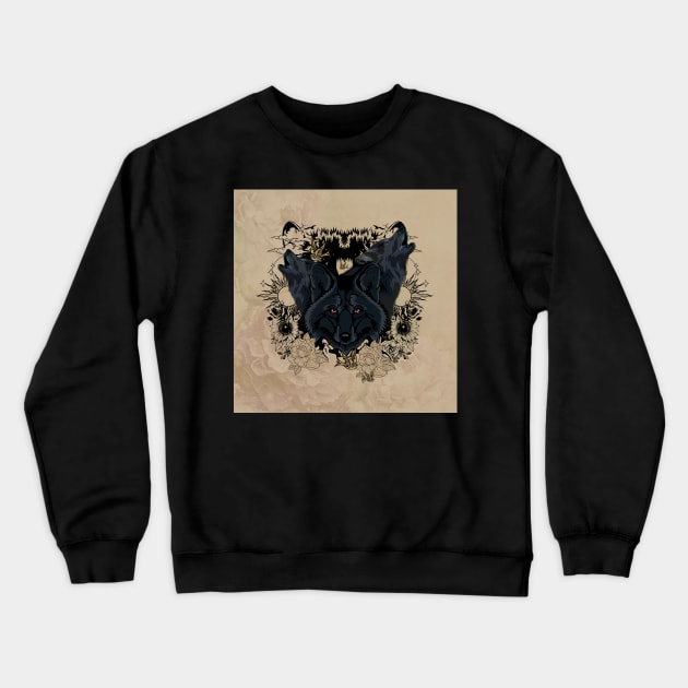 Awesome dark wolves with birds Crewneck Sweatshirt by Nicky2342